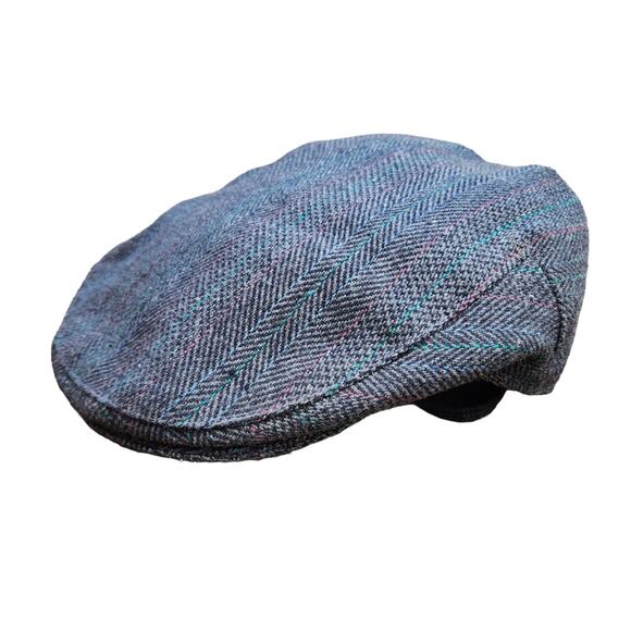 Totes Wool-Blend Herringbone Newsboy Cap Unisex sz Large Black Gray Multicolored - Picture 1 of 10